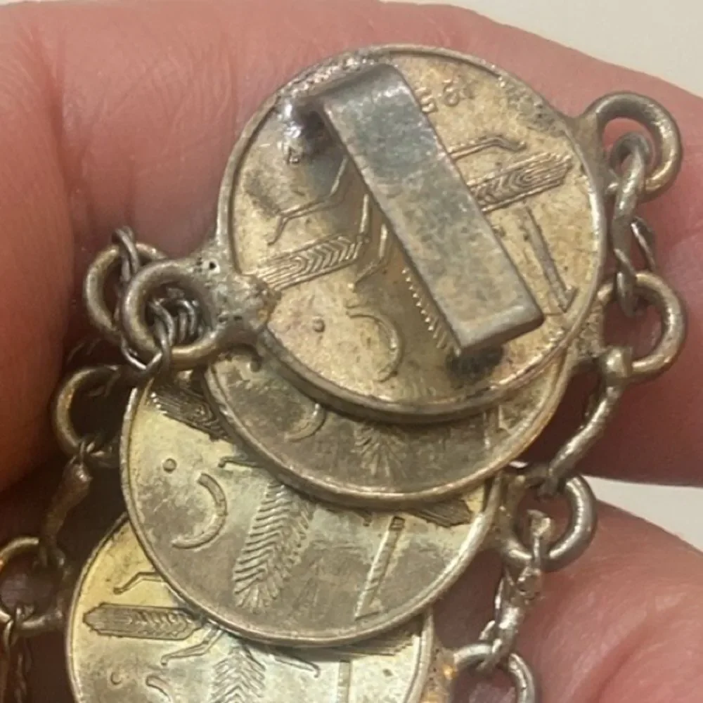 Vintage Tone Silver & Gold Coin Bracelet Handmade 20 Coins The Five Cents